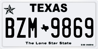 TX license plate BZM9869