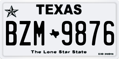 TX license plate BZM9876