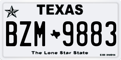 TX license plate BZM9883
