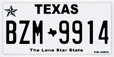 TX license plate BZM9914