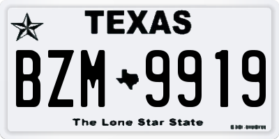 TX license plate BZM9919