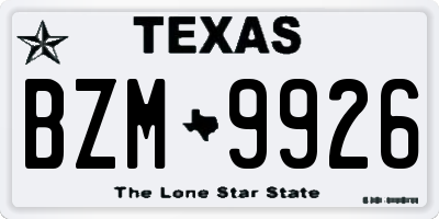 TX license plate BZM9926