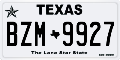 TX license plate BZM9927