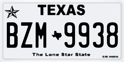 TX license plate BZM9938
