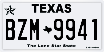 TX license plate BZM9941