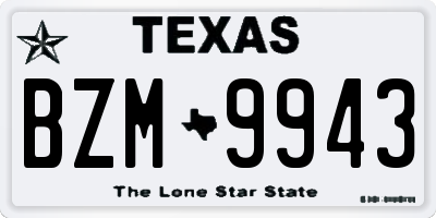 TX license plate BZM9943