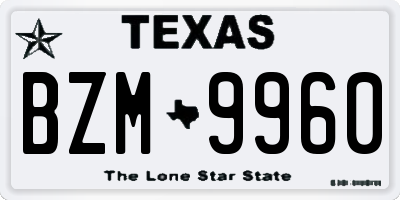 TX license plate BZM9960