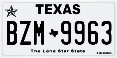 TX license plate BZM9963