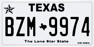 TX license plate BZM9974