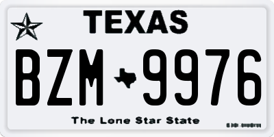 TX license plate BZM9976