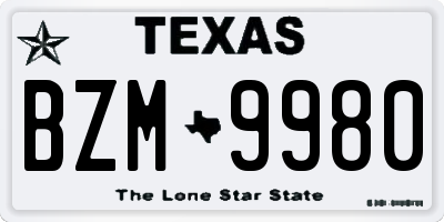 TX license plate BZM9980