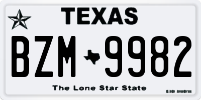 TX license plate BZM9982