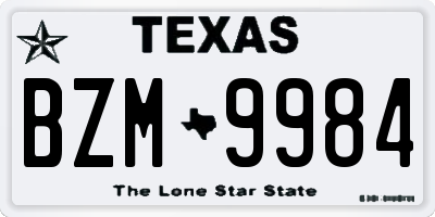 TX license plate BZM9984