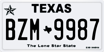 TX license plate BZM9987