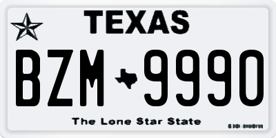 TX license plate BZM9990