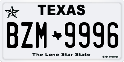 TX license plate BZM9996