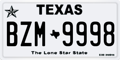 TX license plate BZM9998