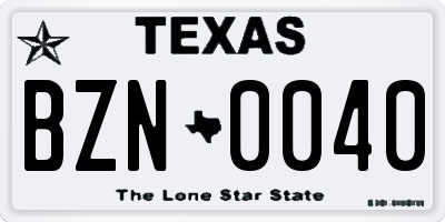 TX license plate BZN0040