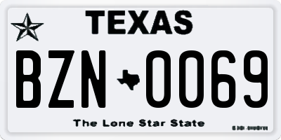 TX license plate BZN0069