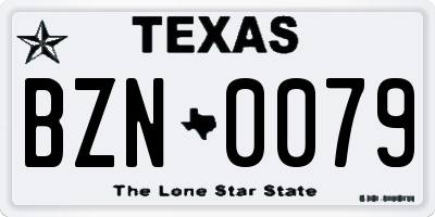 TX license plate BZN0079