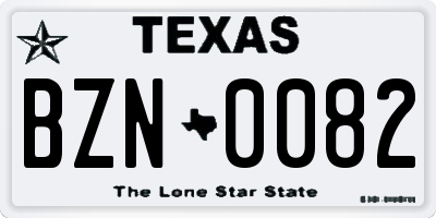 TX license plate BZN0082