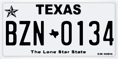 TX license plate BZN0134