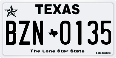 TX license plate BZN0135