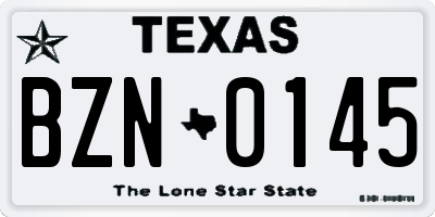 TX license plate BZN0145