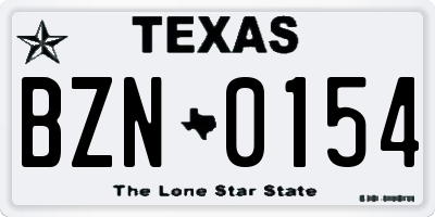 TX license plate BZN0154