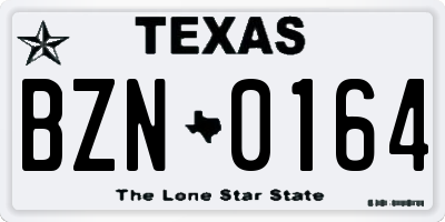 TX license plate BZN0164