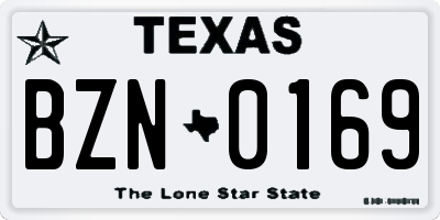 TX license plate BZN0169