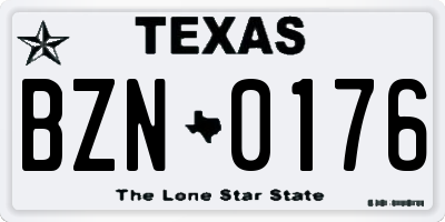 TX license plate BZN0176