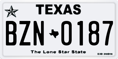TX license plate BZN0187