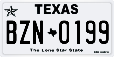 TX license plate BZN0199