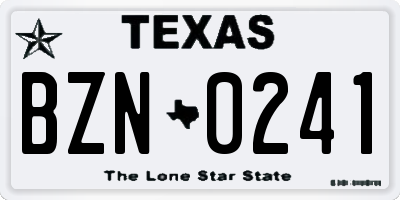 TX license plate BZN0241