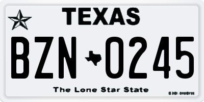 TX license plate BZN0245