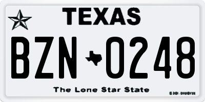 TX license plate BZN0248