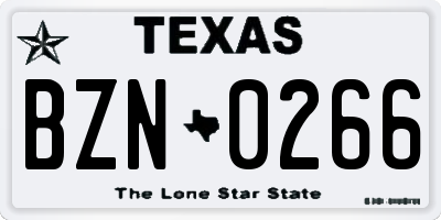 TX license plate BZN0266
