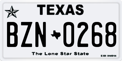 TX license plate BZN0268
