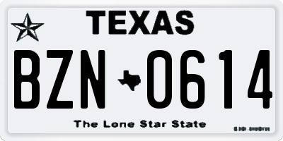 TX license plate BZN0614