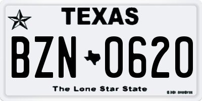 TX license plate BZN0620