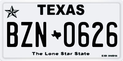 TX license plate BZN0626