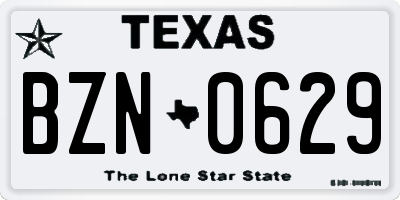 TX license plate BZN0629