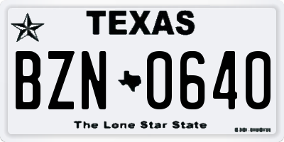 TX license plate BZN0640