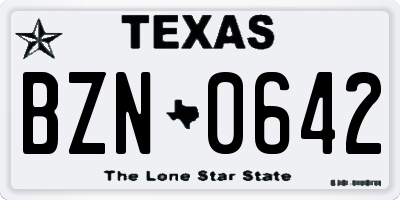 TX license plate BZN0642