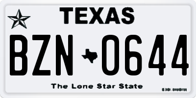 TX license plate BZN0644