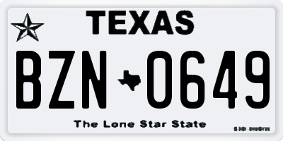 TX license plate BZN0649