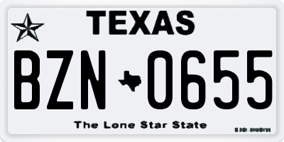 TX license plate BZN0655