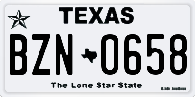 TX license plate BZN0658