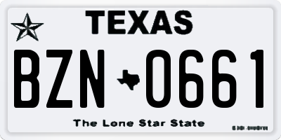 TX license plate BZN0661